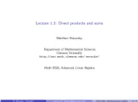 Lecture 1.3: Direct Products and Sums