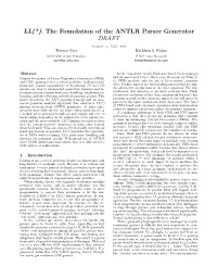 LL(*): the Foundation of the ANTLR Parser Generator DRAFT