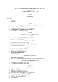 Madhya Pradesh Reorganisation Act, 2000 ______Arrangement of Sections ______Part I Preliminary Sections 1