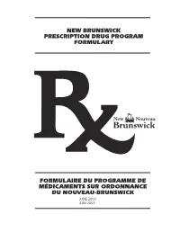 New Brunswick Prescription Drug Program Formulary