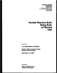 Nuclear Reactors Built, Being Built, Or Planned 1994