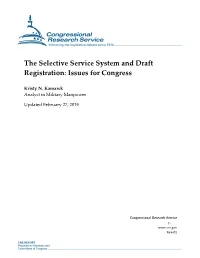 The Selective Service System and Draft Registration: Issues for Congress