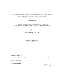 An Annotated Bibliography of Current Research in the Field of the Medical Problems of Trumpet Playing