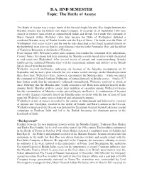 B.A. IIND SEMESTER Topic: the Battle of Assaye