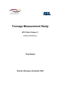 Draft Final Report on Mtcp Tonnage Measurement Study