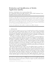 Evaluation and Qualification of Mobile Application Quality