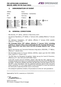 FEI APPROVED SCHEDULE BALVE (GER) 03-06 June 2021