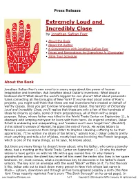 Press Release for Extremely Loud and Incredibly Close Published By