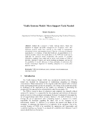 Viable Systems Model: More Support Tools Needed