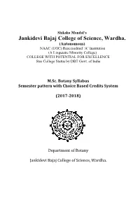 Botany Syllabus Semester Pattern with Choice Based Credits System