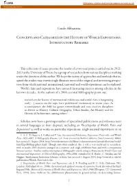 Concepts and Categories in the History of World Expositions: Introductory Remarks