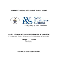 Determinants of Foreign Direct Investment Inflows in Namibia