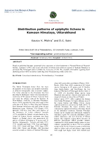 Distribution Patterns of Epiphytic Lichens in Kumaun Himalaya, Uttarakhand