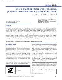 Effects of Adding Silica Particles on Certain Properties of Resin‑Modified Glass‑Ionomer Cement