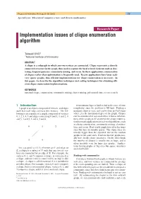 Implementation Issues of Clique Enumeration Algorithm