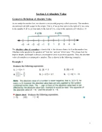 Section 1.4 Absolute Value