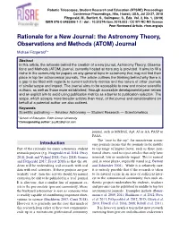 The Astronomy Theory, Observations and Methods (ATOM) Journal