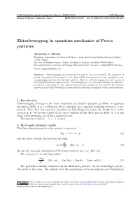 Zitterbewegung in Quantum Mechanics of Proca Particles
