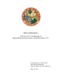 A Review of 23 Case Histories of Inmates Released from Florida's