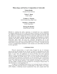 Mineralogy and Surface Composition of Asteroids Vishnu Reddy Planetary Science Institute