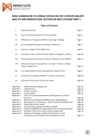 Nma Submission to Consultation on the Leveson Inquiry and Its Implementation: Section 40 and Leveson Part 2