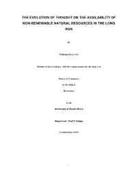 The Evolution of Thought on the Availability of Non-Renewable Natural Resources in the Long Run