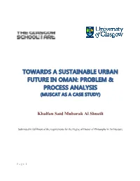 Towards a Sustainable Urban Future in Oman: Problem & Process Analysis
