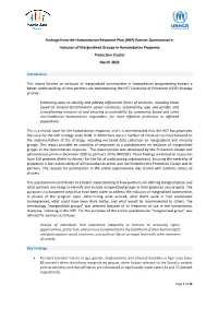 Findings from Questionnaire on Inclusion of Marginalized Groups