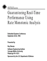 Guaranteeing Real-Time Performance Using Rate Monotonic Analysis
