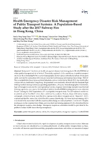 Health Emergency Disaster Risk Management of Public Transport Systems: a Population-Based Study After the 2017 Subway Fire in Hong Kong, China