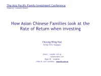How Asian Chinese Families Look at the Rate of Return When Investing