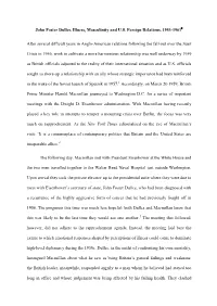 John Foster Dulles, Illness, Masculinity and U.S. Foreign Relations, 1953-1961 After Several Difficult Years in Anglo-American R