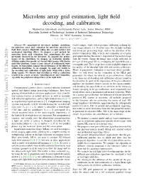Microlens Array Grid Estimation, Light Field Decoding, and Calibration