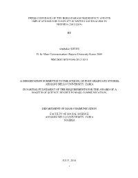 Press Coverage of the Boko Haram Insurgency and Its Implications for Conflict-Sensitive Journalism in Nigeria (2013/2014)