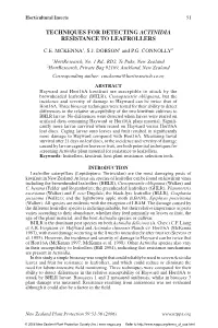 Techniques for Detecting Actinidia Resistance to Leafrollers