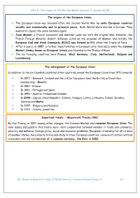 Unit 5: the Origins of the EU and Malta's