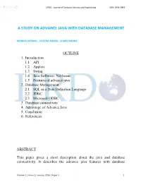 A Study on Advance Java with Database Management