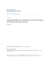 Limiting Problems in Integration and an Extension of the Real Numbers System Tue Ngoc Ly
