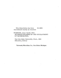 Religious Bearings in the Development of Mathematics