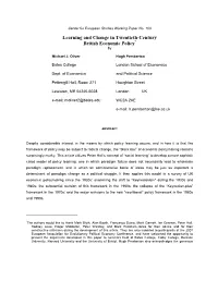 Learning and Change in Twentieth-Century British Economic Policy* By