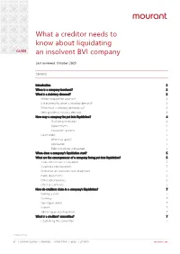 What a Creditor Needs to Know About Liquidating an Insolvent BVI Company