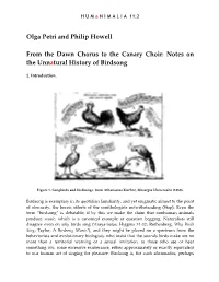 Olga Petri and Philip Howell -- from the Dawn Chorus to the Canary Choir: Notes on the Unnatural History of Birdsong