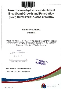 Towards an Adaptive Socio-Technical Broadband Growth and Penetration (BGP) Framework: a Case of SADC