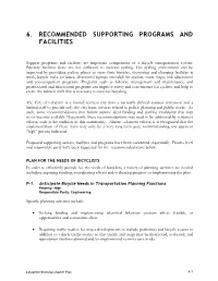 6. Recommended Supporting Programs and Facilities