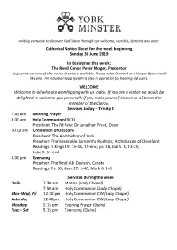 Cathedral Notice Sheet for the Week Beginning Sunday 30 June 2019