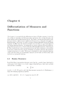 Chapter 6 Differentiation of Measures and Functions