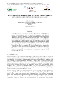 Geothermal Exploration in the Kenya Rift; a Review