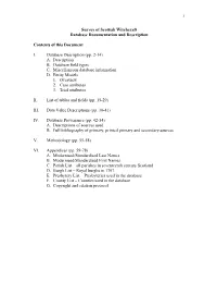 Scottish Witchcraft Survey Database Documentation and Description File