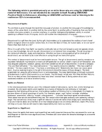 The Following Article Is Provided Primarily As an Aid to Those Who Are Using the UNBOUND Model of Deliverance