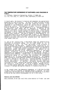 THE TEMPERATURE DEPENDENCE of SUSTAINED LOAD CRACKING in Ti-6211 C.L